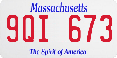 MA license plate 9QI673