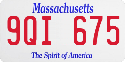 MA license plate 9QI675