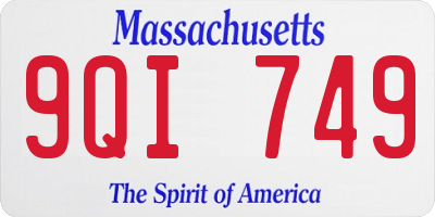 MA license plate 9QI749