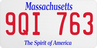 MA license plate 9QI763