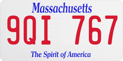 MA license plate 9QI767