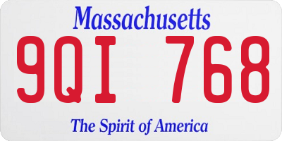 MA license plate 9QI768