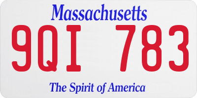 MA license plate 9QI783