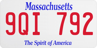 MA license plate 9QI792