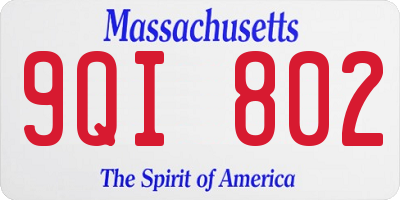 MA license plate 9QI802