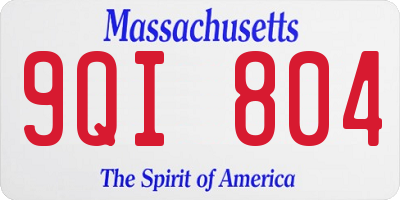 MA license plate 9QI804