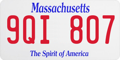 MA license plate 9QI807