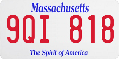 MA license plate 9QI818