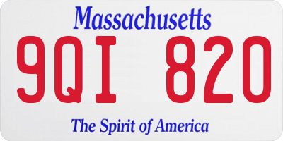 MA license plate 9QI820