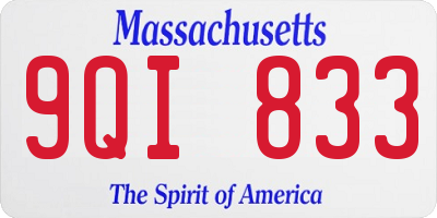 MA license plate 9QI833