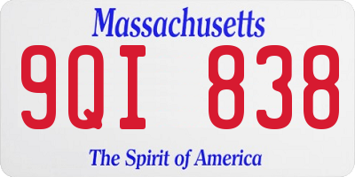 MA license plate 9QI838