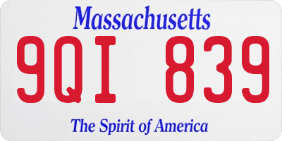 MA license plate 9QI839