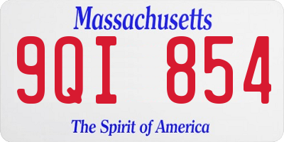 MA license plate 9QI854