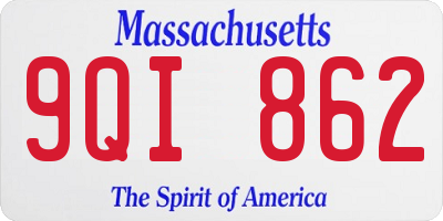 MA license plate 9QI862