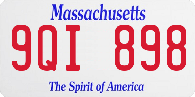 MA license plate 9QI898