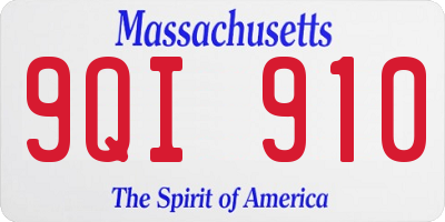 MA license plate 9QI910