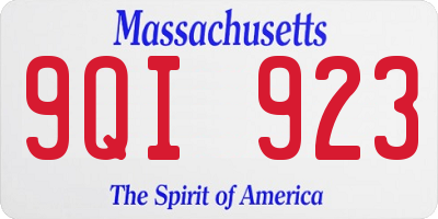 MA license plate 9QI923