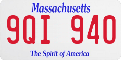 MA license plate 9QI940