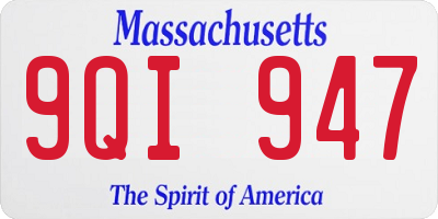 MA license plate 9QI947