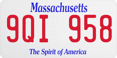 MA license plate 9QI958