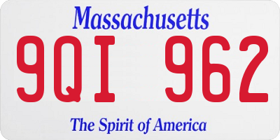 MA license plate 9QI962