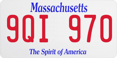 MA license plate 9QI970