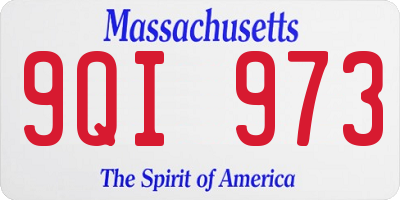 MA license plate 9QI973