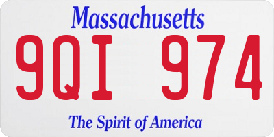 MA license plate 9QI974
