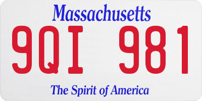 MA license plate 9QI981