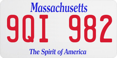 MA license plate 9QI982
