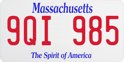 MA license plate 9QI985