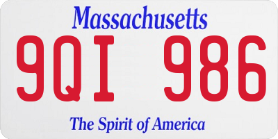 MA license plate 9QI986