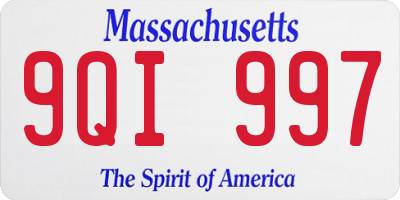 MA license plate 9QI997