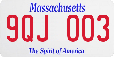 MA license plate 9QJ003