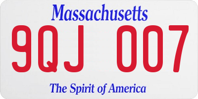 MA license plate 9QJ007