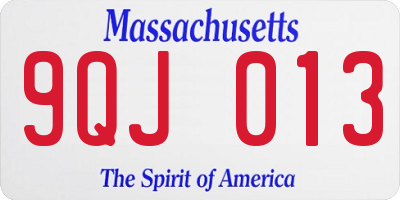 MA license plate 9QJ013