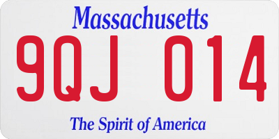 MA license plate 9QJ014