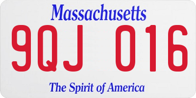MA license plate 9QJ016