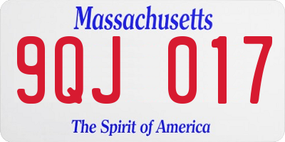 MA license plate 9QJ017