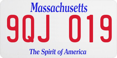 MA license plate 9QJ019