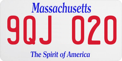 MA license plate 9QJ020