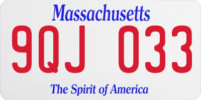 MA license plate 9QJ033
