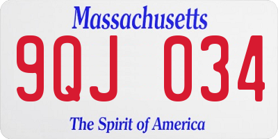 MA license plate 9QJ034
