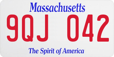 MA license plate 9QJ042