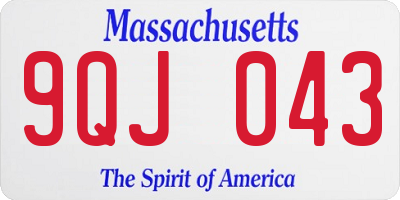 MA license plate 9QJ043