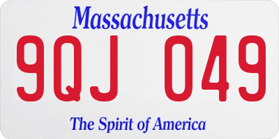 MA license plate 9QJ049