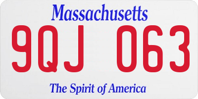 MA license plate 9QJ063