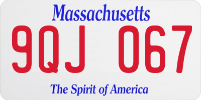 MA license plate 9QJ067