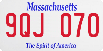 MA license plate 9QJ070