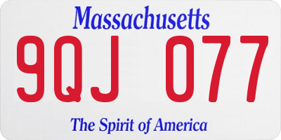 MA license plate 9QJ077